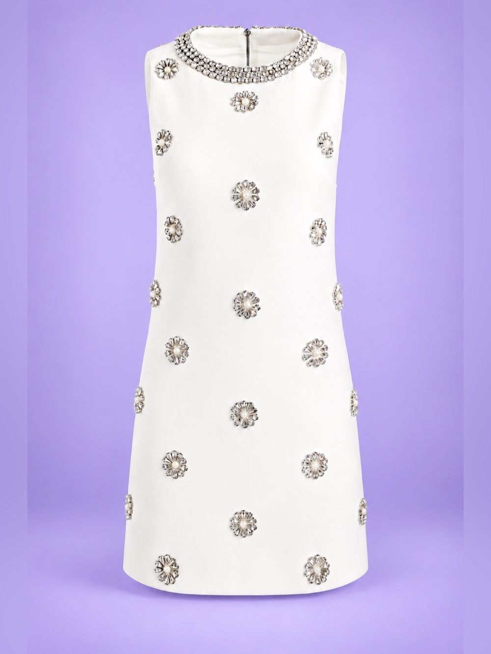 Alice + Olivia Clyde Embellished Crystal Pearl Mini Dress Size 2 NWT